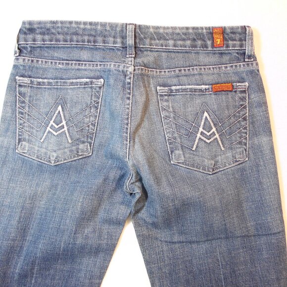 Seven 7 For All Mankind Jeans Womens 28 Blue A Pocket‎ Boot Cut Mid Rise EUC - Picture 4 of 10